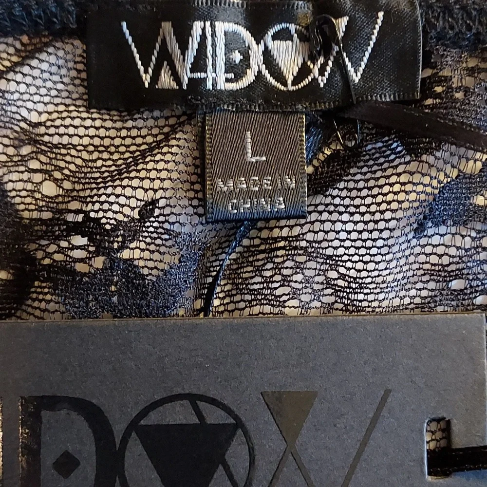 Dolls Kill Widow NWT Goth Whimsigoth Steampunk Coquette Festival Alt Lace Top L - Picture 8 of 10